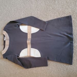 KC Parker by Hartstrings gray shift dress with pink faux leather trim size 10